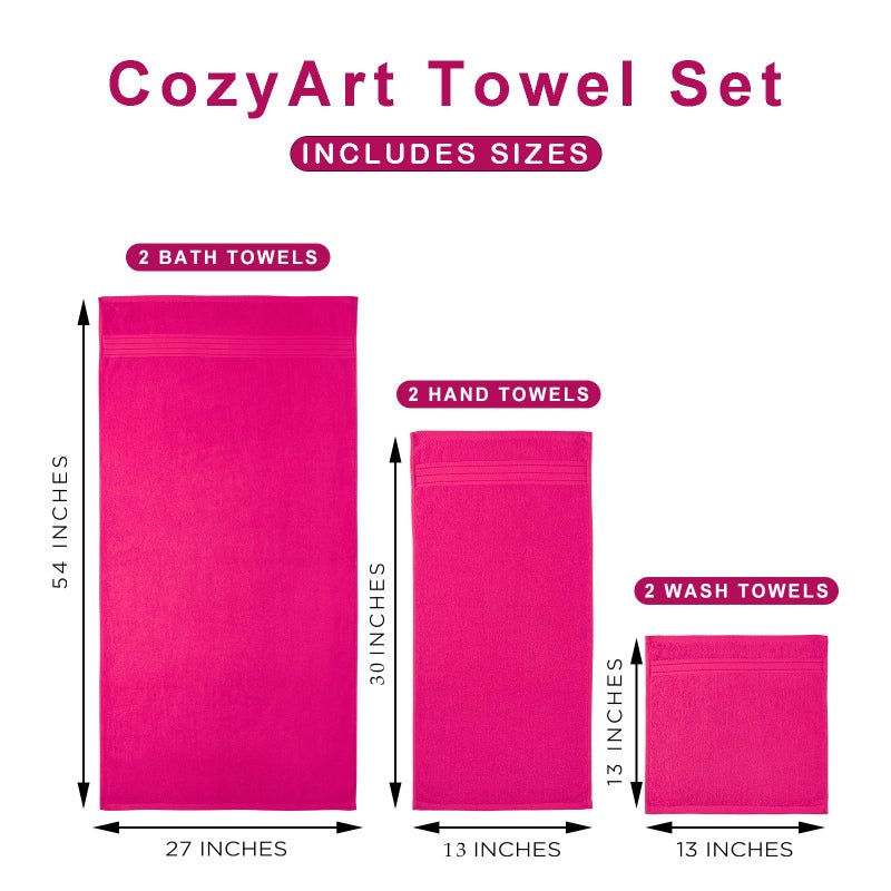 COZYART مناشف حمام وردية ساخنة مريحة مجموعة مناشف حمام كبيرة من مناشف حمام كبيرة للحمام. - Image 3