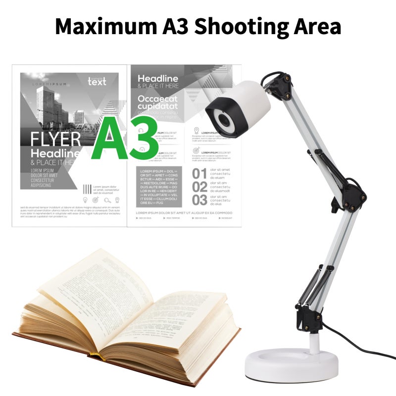 Document Camera: 8.0MP Ultra High Definition, Auto-Focus Lens, Compact Multi-Joint Design - USB Interface Plug&Play, Wide System Compatibility Scanning Device for Home, Office, School, Remote Teaching - Image 5