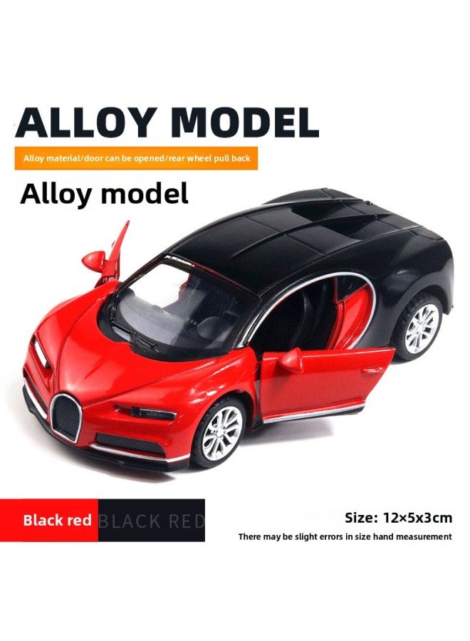Bagged Simulation Alloy Car Model Sports Car Model Door Opening Back Force Boys And Children's Toys Car Ornaments Cross Border-Color:Two-door Cloth Black Red - Image 1