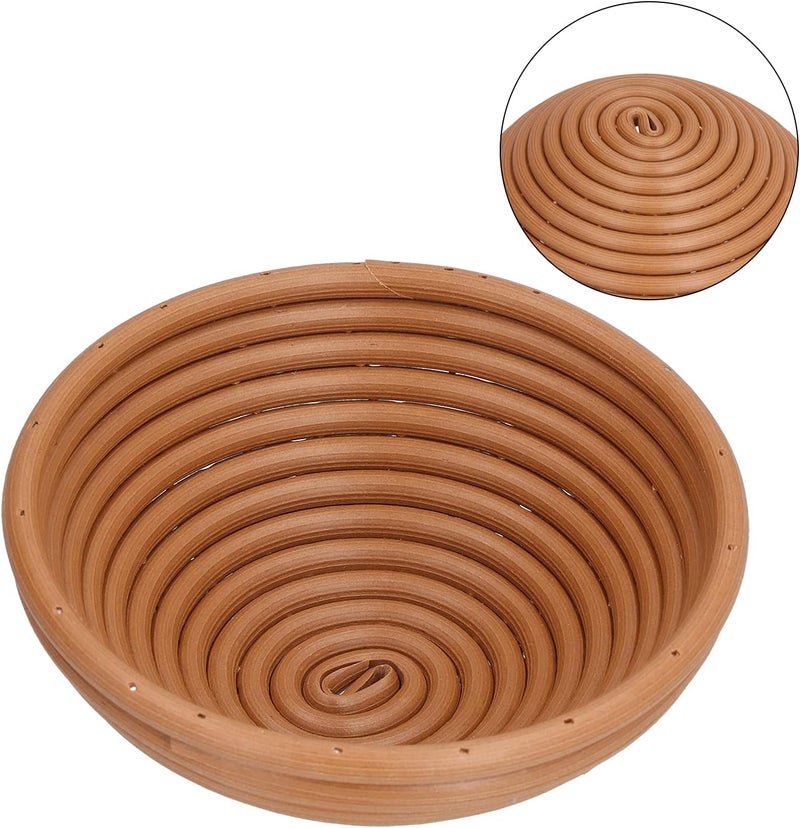 Bread Proofing Basket, Plastic Banneton, Handwoven Bread Making Tool with Dough Fermentation & Fruit Plate Function, Ideal for Sourdough Baking (Yellow brown round 16X6CM) - Image 5