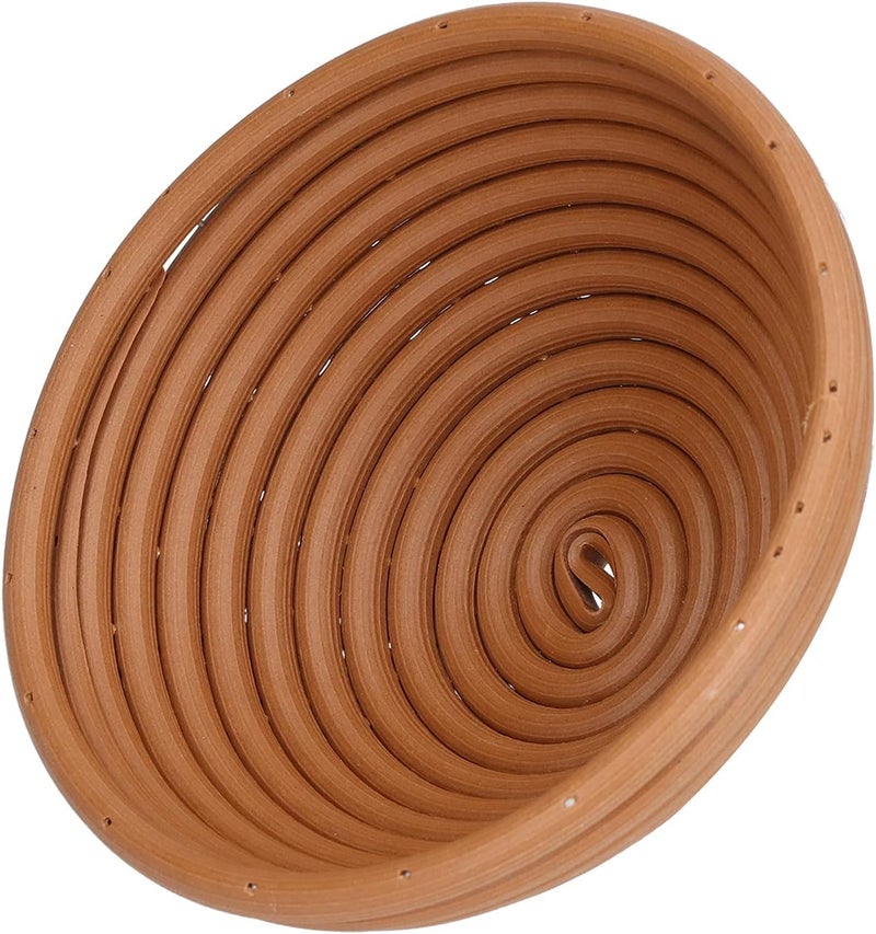 Bread Proofing Basket, Plastic Banneton, Handwoven Bread Making Tool with Dough Fermentation & Fruit Plate Function, Ideal for Sourdough Baking (Yellow brown round 16X6CM) - Image 4