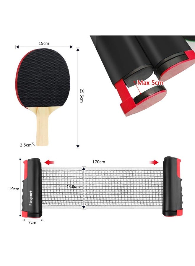 LOVET FBSPORT Table Tennis Rackets Professional Set with 2 Rackets + 6 Balls + 1 Adjustable Net + 1 Portable Bag for Adult Trainers Children Indoor Outdoor - Image 4
