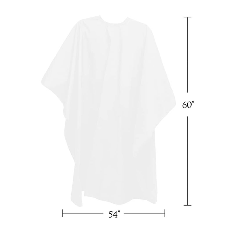 Betty Dain BD Barber Lightweight Crinkle Nylon Hair Cutting/Styling Cape, Water Resistant, Machine Washable, Permanent Crinkle Nylon, Repels Hair, Snap Closure at Neck, Generous 54 x 60 inch Size, White - Image 3