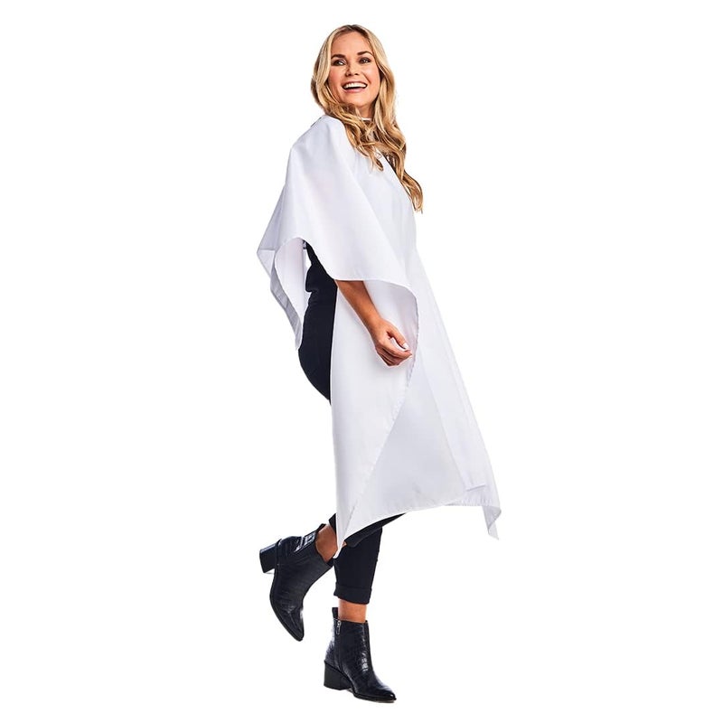 Betty Dain BD Barber Lightweight Crinkle Nylon Hair Cutting/Styling Cape, Water Resistant, Machine Washable, Permanent Crinkle Nylon, Repels Hair, Snap Closure at Neck, Generous 54 x 60 inch Size, White - Image 2