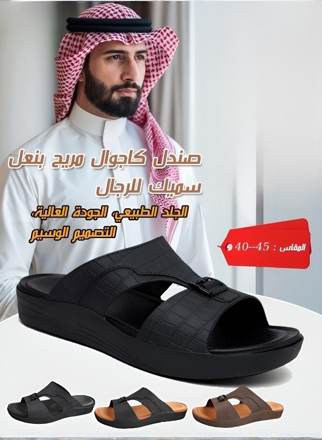 شباشب رجالية مريحة بنعل سميك قابل للتهوية مانعة للانزلاق داعمة لقوس القدم قابلة للتعديل بفيلكرو للمدينة والشاطئ والخارج - Image 3