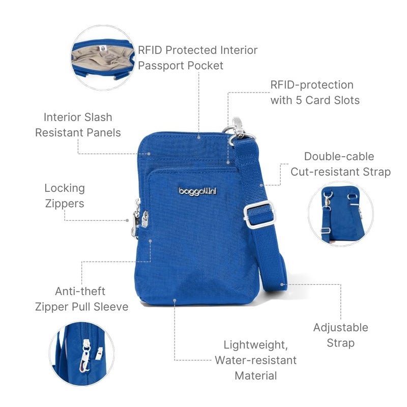 Baggallini Securtex Anti-Theft Activity Crossbody, Lapis - Image 3
