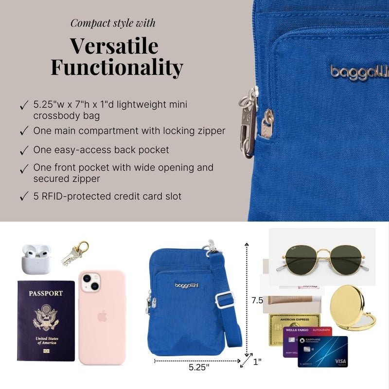 Baggallini Securtex Anti-Theft Activity Crossbody, Lapis - Image 4