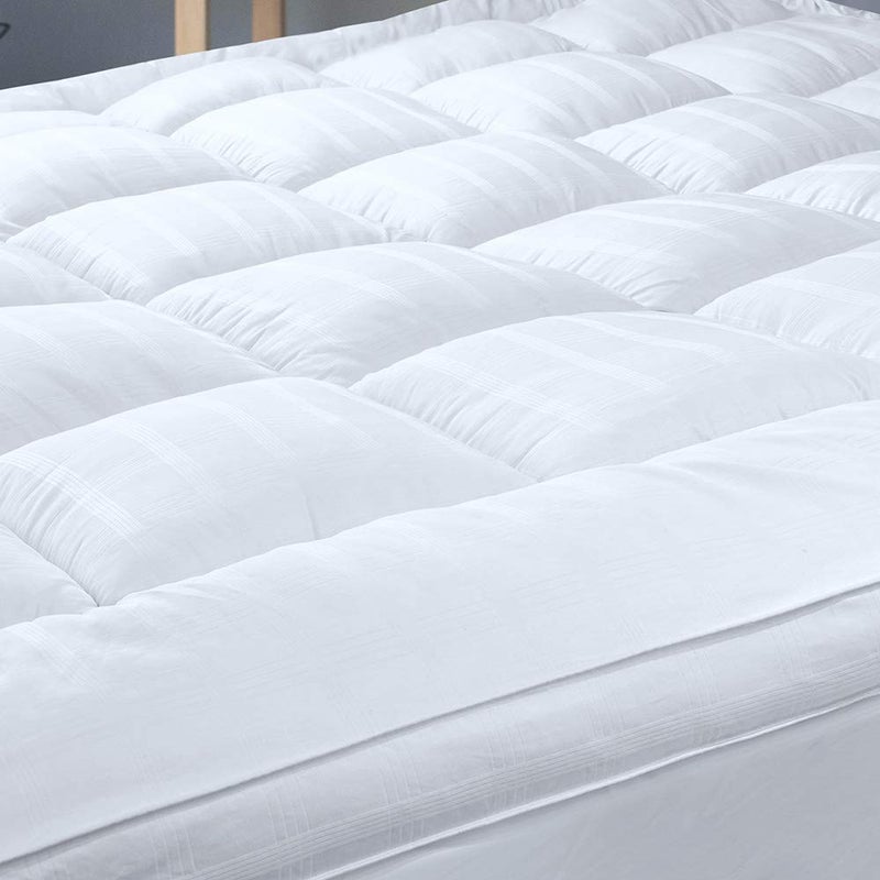 D & G THE DUCK AND GOOSE CO Extra Thick Pillow Top 3 Inch Mattress Topper King Size for Firm Mattress Cooling Fluffy Cotton Hotel Mattress Bed Topper for Cloud Like Sleep  Back Pain Plush Soft Pad Fit to 622 Mattress