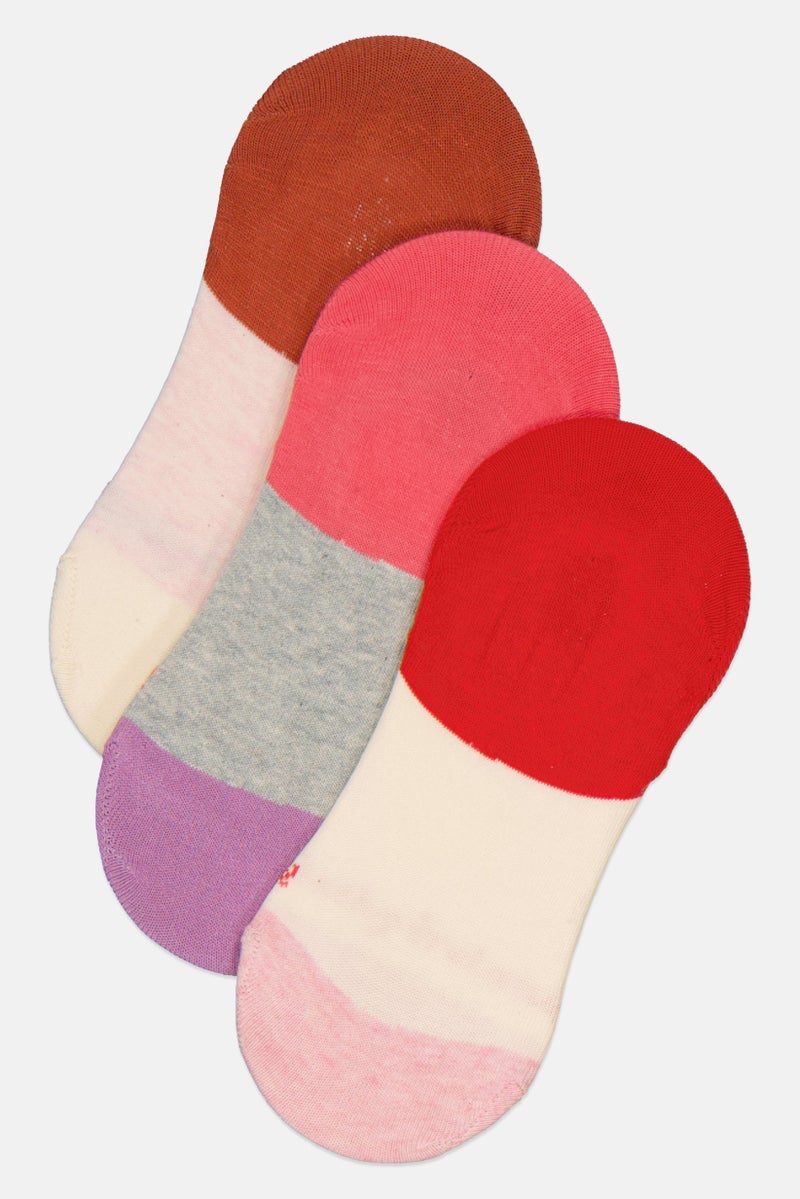Kathy Ireland Women 3 Pairs Brand Logo Invisible Socks, Multicolor - Image 1