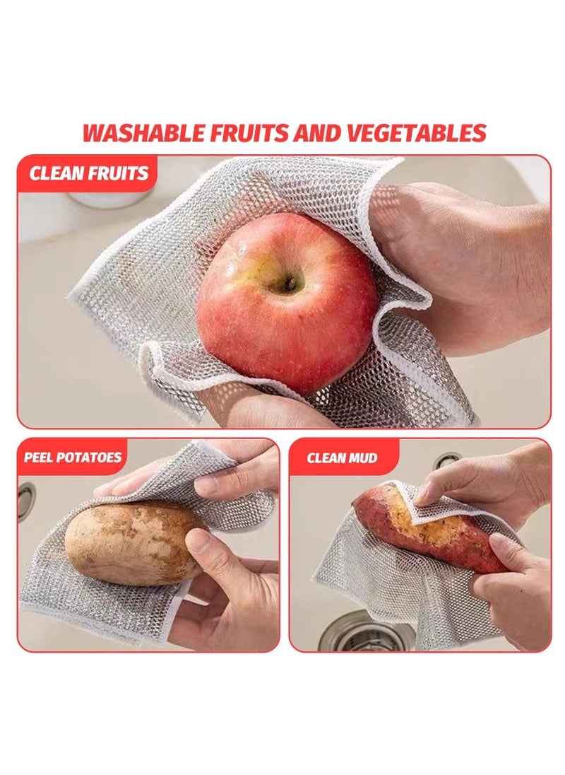 XiuWoo - 10 Pcs Multipurpose Wire Dishwashing Rags for Wet and Dry, Multipurpose Non-Scratch Scrubbing Wire Dishwashing Rags, Scrubs & Cleans for Dishes, Sinks, Counters, Stove Tops - Image 1