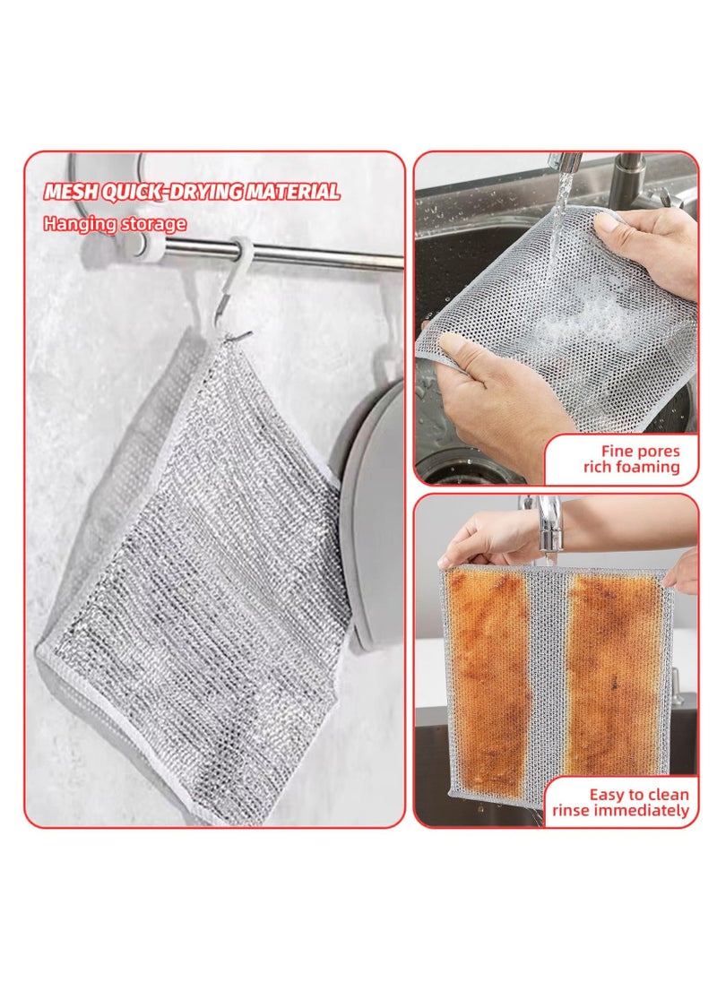 XiuWoo - 10 Pcs Multipurpose Wire Dishwashing Rags for Wet and Dry, Multipurpose Non-Scratch Scrubbing Wire Dishwashing Rags, Scrubs & Cleans for Dishes, Sinks, Counters, Stove Tops - Image 1