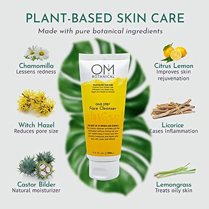 OM Botanical One Step Natural Face Cleanser – Exfoliating, Hydrating & Toning Ayurvedic Cream Cleanser | Organic, Sulfate-Free Face Wash for Radiant Skin | Gentle for Men, Women & Teens - Image 3