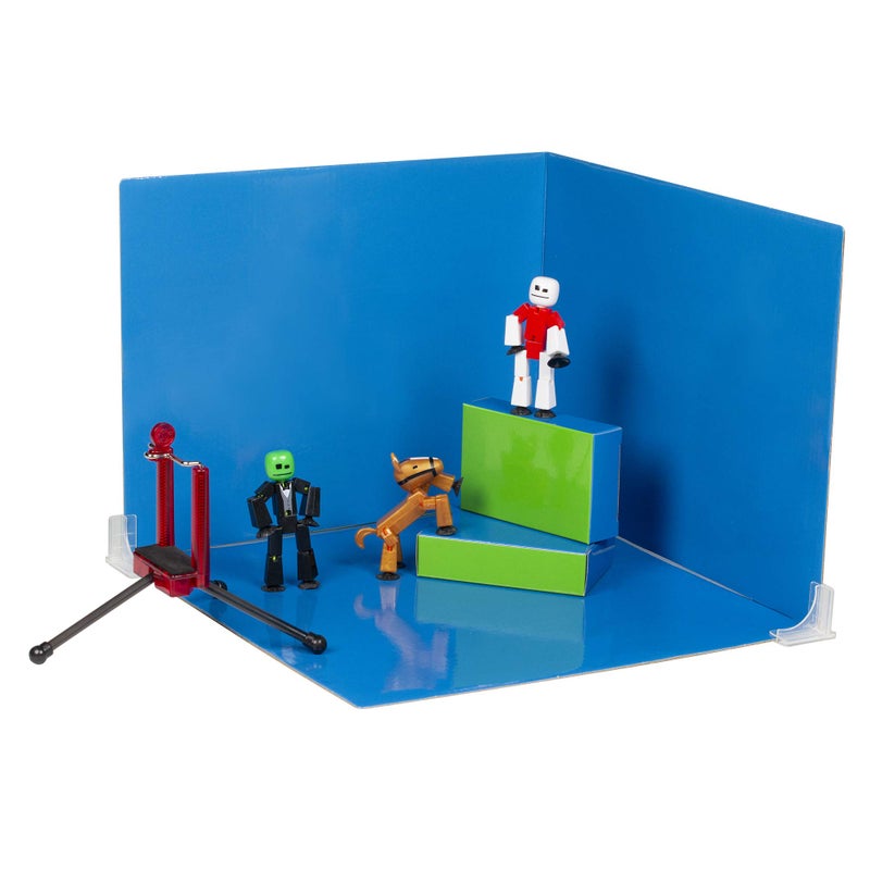 StikBot Zanimation Studio with Pet - Includes 2, 1 Horse, 1 Phone Stand and 1 Reversible Backdrop - in Eco-Friendly Packaging - Image 1