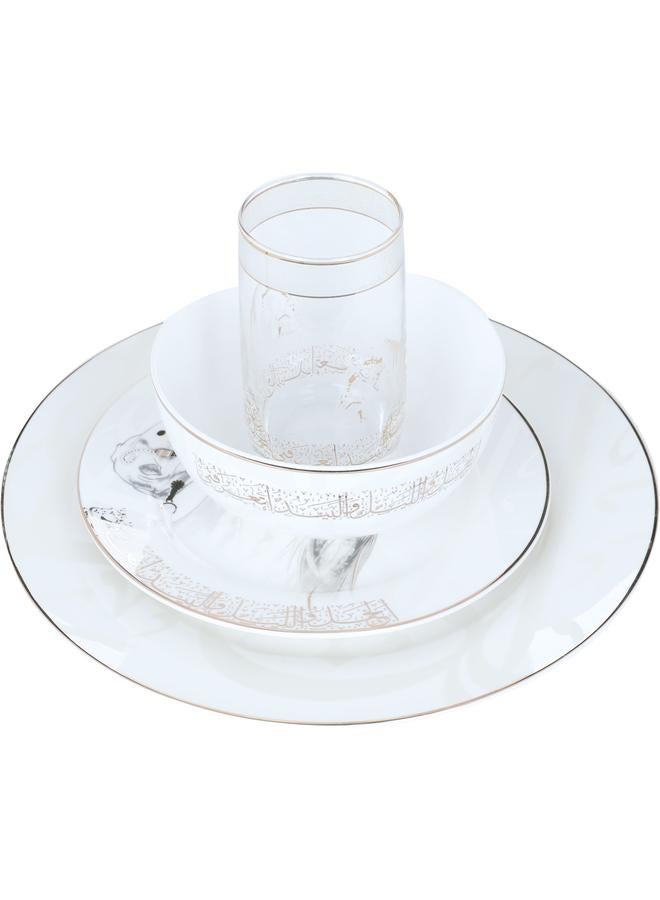 السيف  طقم تقديم عشاء بورسلين سهيل بنمط عربي، 24 قطعة، أبيض - Image 1