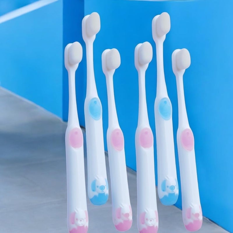 9UP® 6Pcs Soft Toothbrush For Kids | Ultra Soft Micro-Nano 20000 Bristled For Sensitive Gums & Teeth Toothbrush With Dogs Design (Multicolor) - Image 1