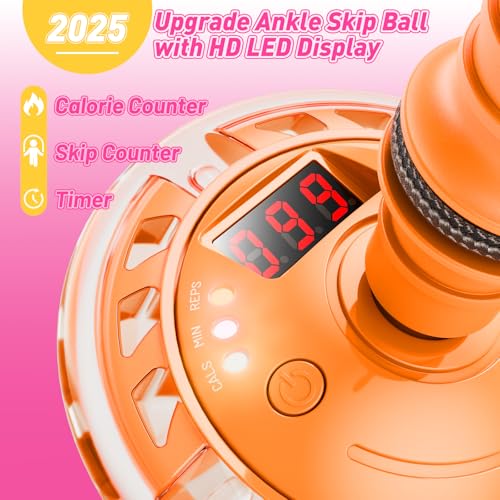 Flooyes Skip Ball for Kids Ankle Skip Ball Toy with Counter Timer and Cal Calculator Girl Birthday Gifts for Age 6 7 8 9 10 Rechargeable Colorful Flash Wheel Skip Ball for Girls Women - Image 5