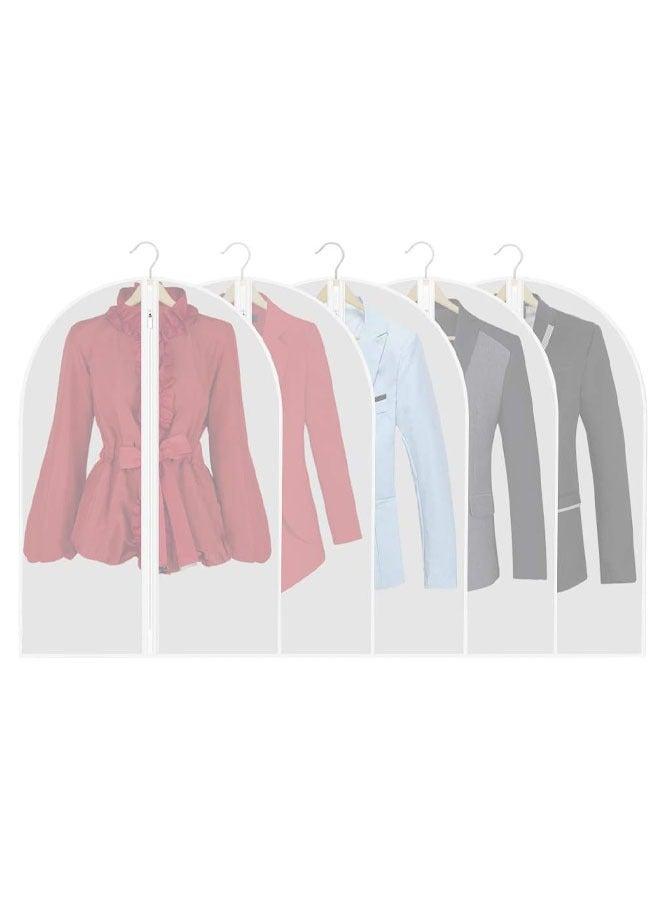 Hihonor 5 Pieces Garment Bags, Dustproof Garment Covers, Shirts Coats Jackets Long Dress Bags Clothes Covers with Zipper, Translucent Suit Covers Garment Bags for Hanging Clothes, Suit Bags for Travel & Storage  - Image 1