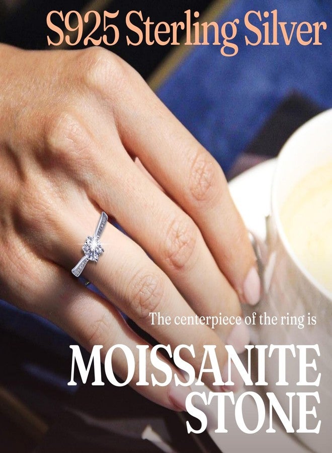 Halukakah Sterling Silver Women's Diamond Ring with 1 Carat Moissanite Stone and Certificate,1.0 ct Elegant Jewelry for Engagements,Celebrations,and Birthdays,Adjustable Size - Royal Grace - Image 2