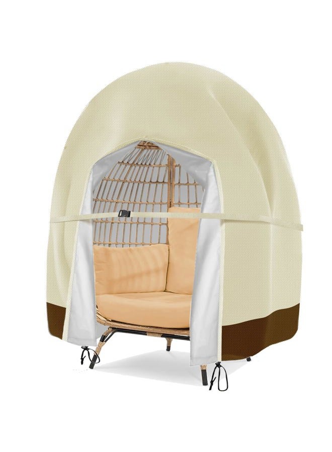 Aurragiy Patio Hanging Egg Chair Cover Outdoor Double Large Egg Chair Covers Waterproof 420D Patio Swing Loveseat Dust Protector 91x80 inches (Beige) - Image 1