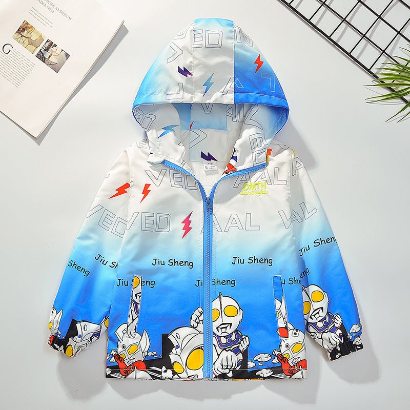 2024 Boys Hooded Jacket Spring Autumn Cartoon Fashion 9960 gray  - Image 5