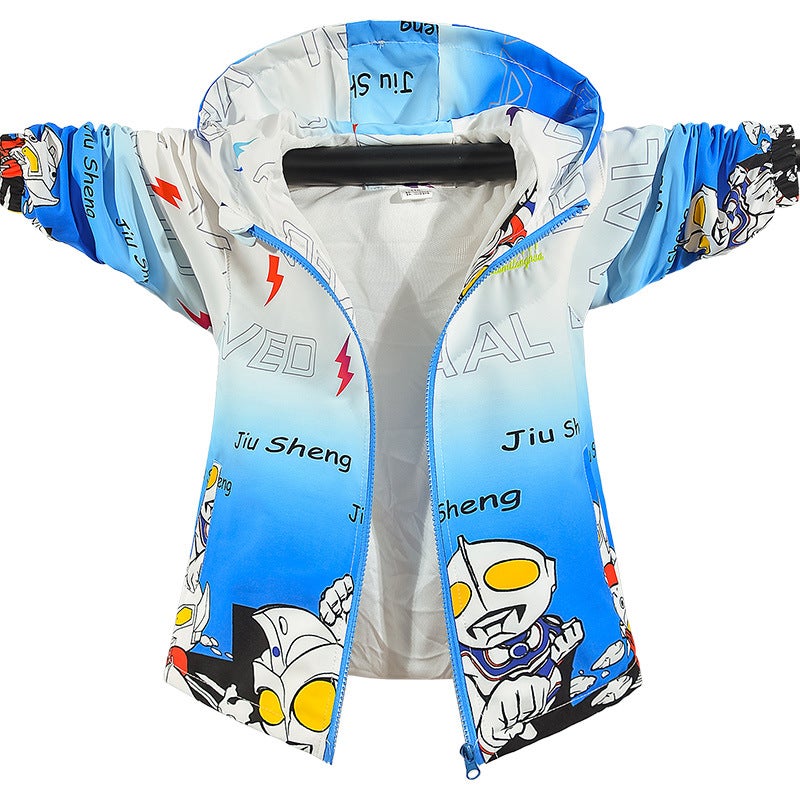 2024 Boys Hooded Jacket Spring Autumn Cartoon Fashion 9960 gray  - Image 3
