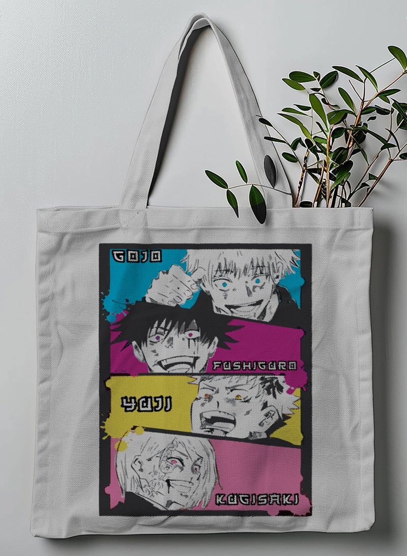 LOWHA Polyester Tote Bag with Shoulder Straps and Jujutsu Kaisen Anime Pattern  - Image 1