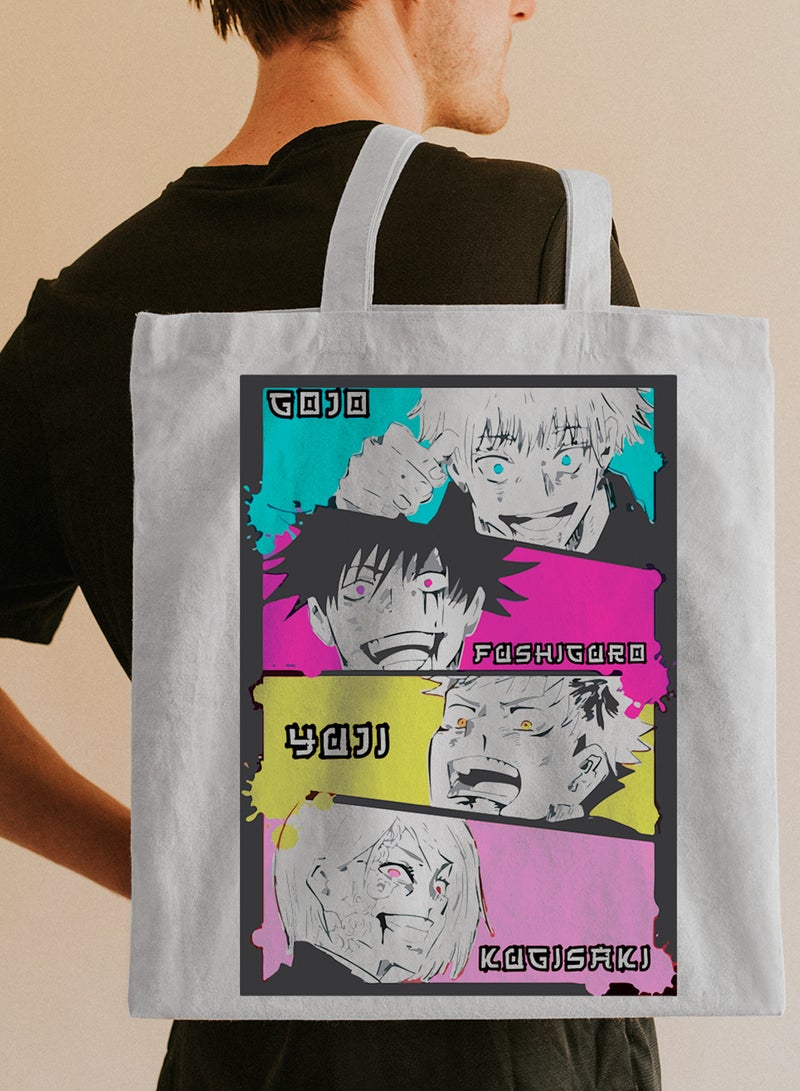 LOWHA Polyester Tote Bag with Shoulder Straps and Jujutsu Kaisen Anime Pattern  - Image 2