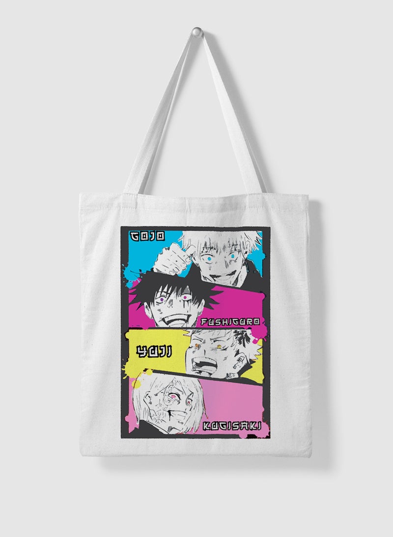 LOWHA Polyester Tote Bag with Shoulder Straps and Jujutsu Kaisen Anime Pattern  - Image 4