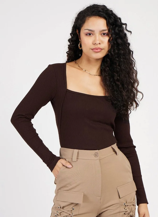 Brown Fitted Top for Women