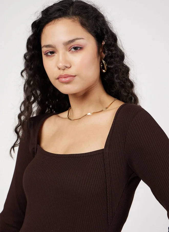 SASSAFRAS Brown Fitted Top for Women