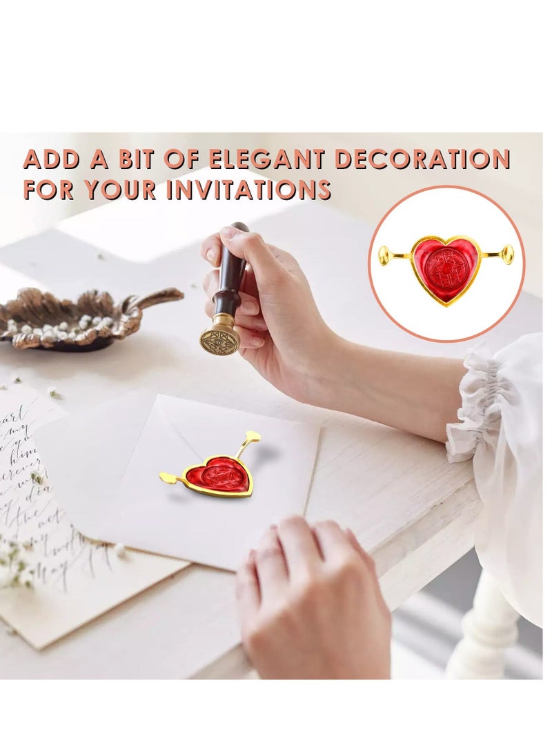 Y&D 3 Pack Metal Wax Seal Molds With Round Flower Heart Shape For 1 Inch Stamp, DIY Craft Adhesive Waxing  - Image 2