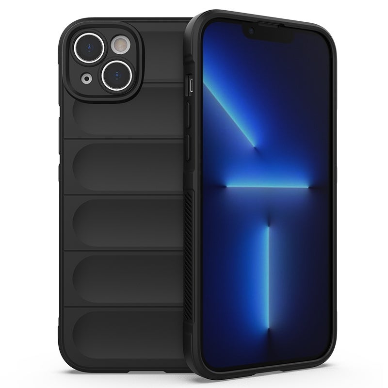 HuHa Protective Cover For iPhone 14 Plus Magic Shield TPU + Flannel Phone Case (Black) - Image 1