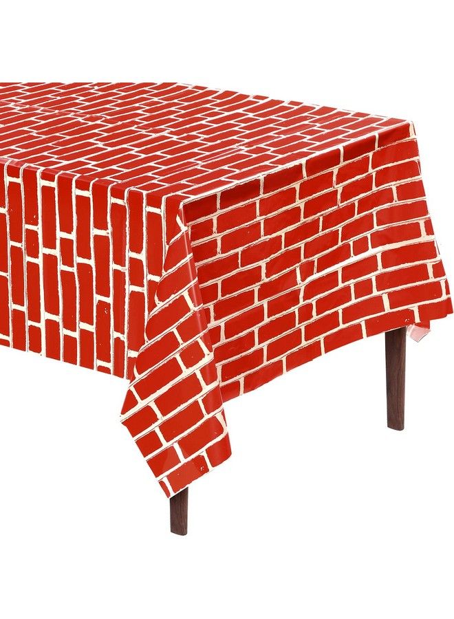 Chumia 6 Pcs Red Brick Tablecloths Stone Wall Backdrop Brick Sheet Wall Decoration Brick Table Cover Brick Wallpaper For Costume Party Fireplaces Chimneys Decorations Photography Supplies 54 X 108 Inches - Image 2