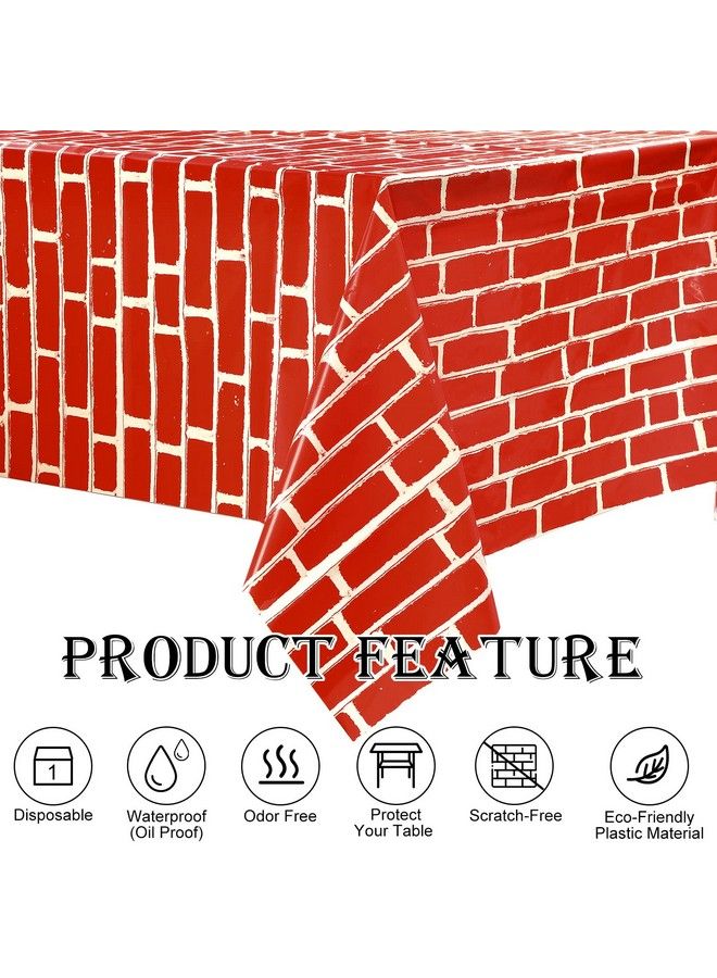 Chumia 6 Pcs Red Brick Tablecloths Stone Wall Backdrop Brick Sheet Wall Decoration Brick Table Cover Brick Wallpaper For Costume Party Fireplaces Chimneys Decorations Photography Supplies 54 X 108 Inches - Image 4