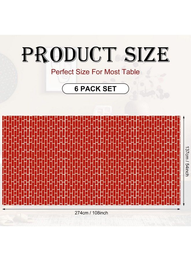 Chumia 6 Pcs Red Brick Tablecloths Stone Wall Backdrop Brick Sheet Wall Decoration Brick Table Cover Brick Wallpaper For Costume Party Fireplaces Chimneys Decorations Photography Supplies 54 X 108 Inches - Image 3