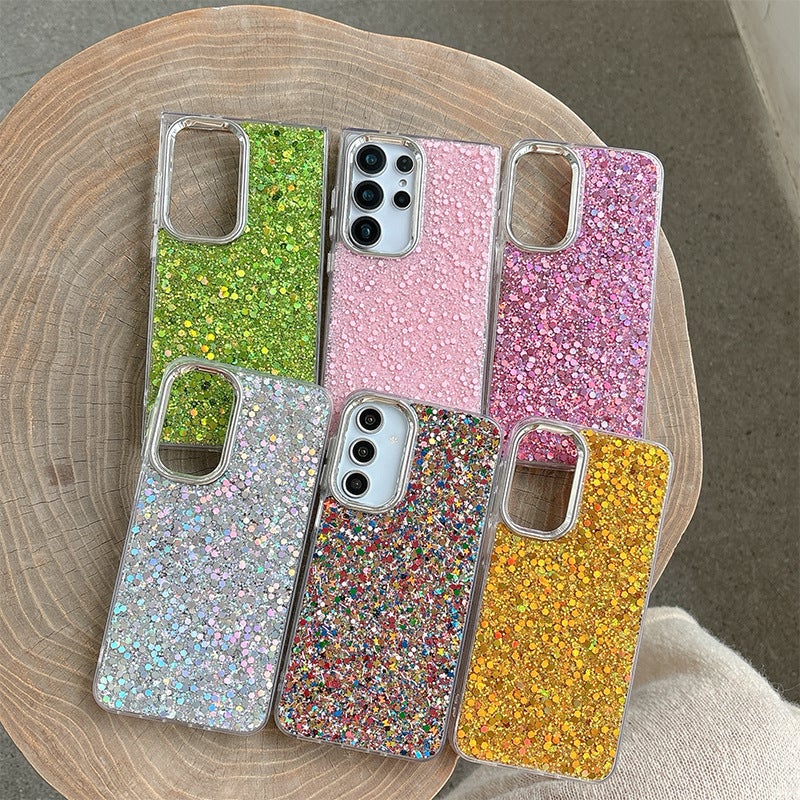 Shockproof Glitter Epoxy Phone Case with Electroplated Color-Block Frame, Soft TPU Anti-Slip Cover for Samsung A14 S25 Ultra S24 A16 S23 FE - Image 3