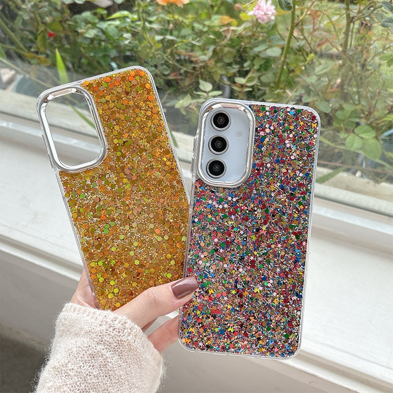 Shockproof Glitter Epoxy Phone Case with Electroplated Color-Block Frame, Soft TPU Anti-Slip Cover for Samsung A14 S25 Ultra S24 A16 S23 FE - Image 5