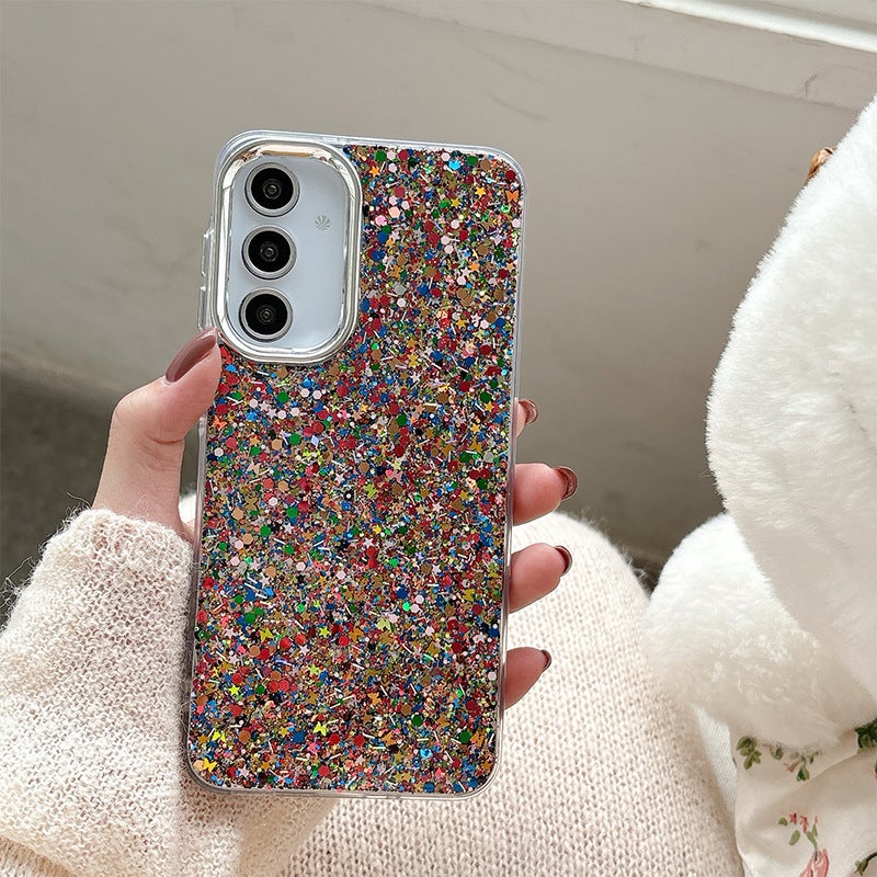 Shockproof Glitter Epoxy Phone Case with Electroplated Color-Block Frame, Soft TPU Anti-Slip Cover for Samsung A14 S25 Ultra S24 A16 S23 FE - Image 1