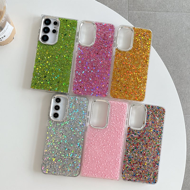 Shockproof Glitter Epoxy Phone Case with Electroplated Color-Block Frame, Soft TPU Anti-Slip Cover for Samsung A14 S25 Ultra S24 A16 S23 FE - Image 2
