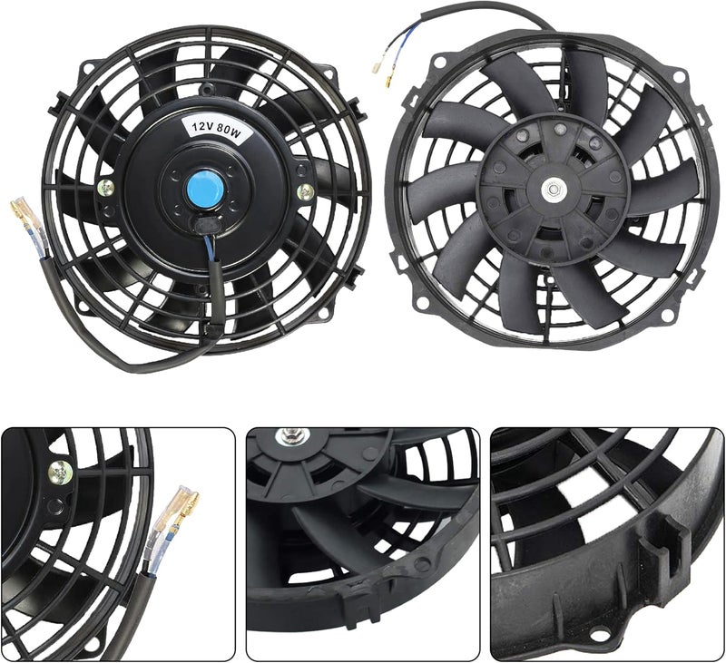 GESEXI 7" Electric Radiator Cooling Fan Assembly Kit, Universal High Performance 12V 80W Motor with Fan Mounting Kit - Black (2 Pack) - Image 5