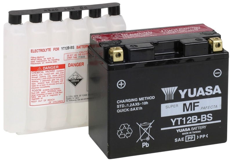 Yuasa YUAM6212B YT12B-BS Maintenance Free AGM Battery with Acid pack - Image 1
