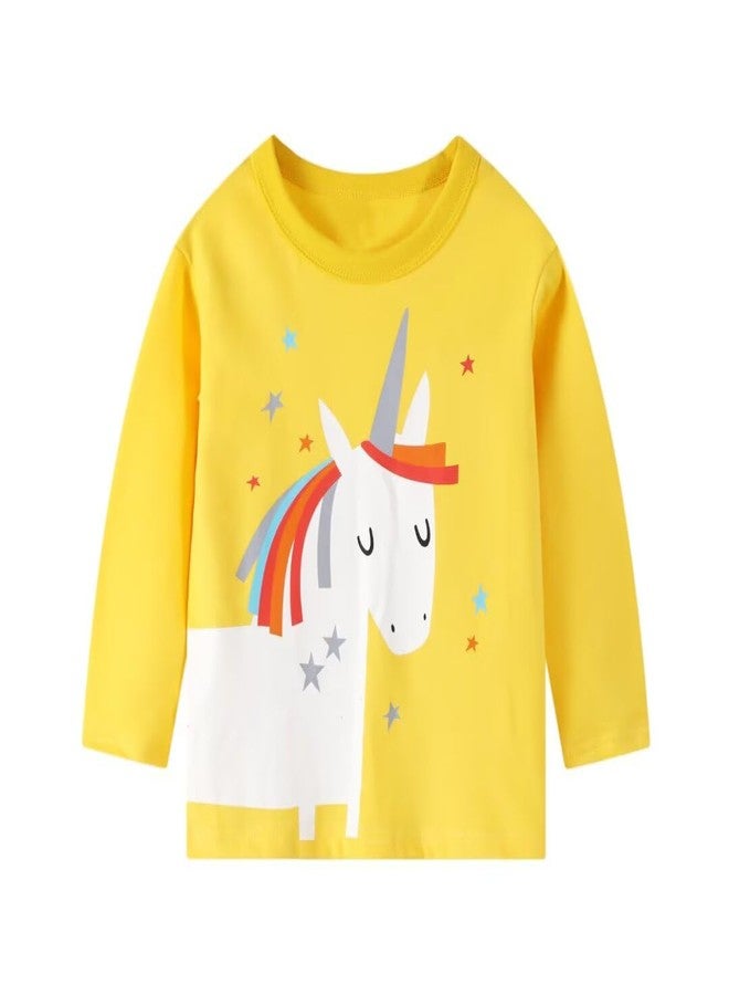 MSSMART Toddler Girls Fall Shirt Long Sleeve Graphic Clothes Kids Cotton Dinosaur Unicorn Tops 3 Pieces Size 2T, Gtcx2303, 2-3 Years - Image 5
