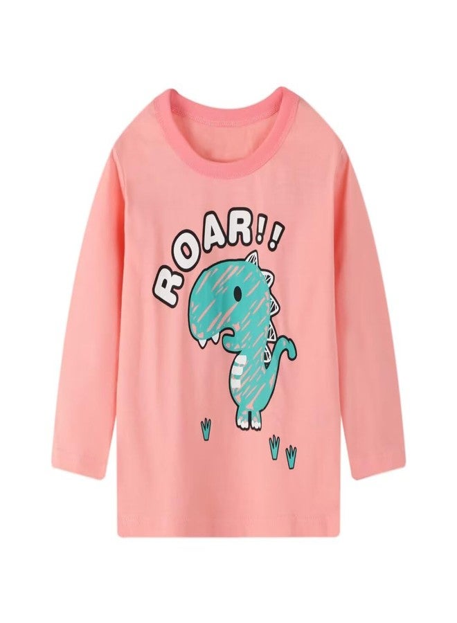 MSSMART Toddler Girls Fall Shirt Long Sleeve Graphic Clothes Kids Cotton Dinosaur Unicorn Tops 3 Pieces Size 2T, Gtcx2303, 2-3 Years - Image 4