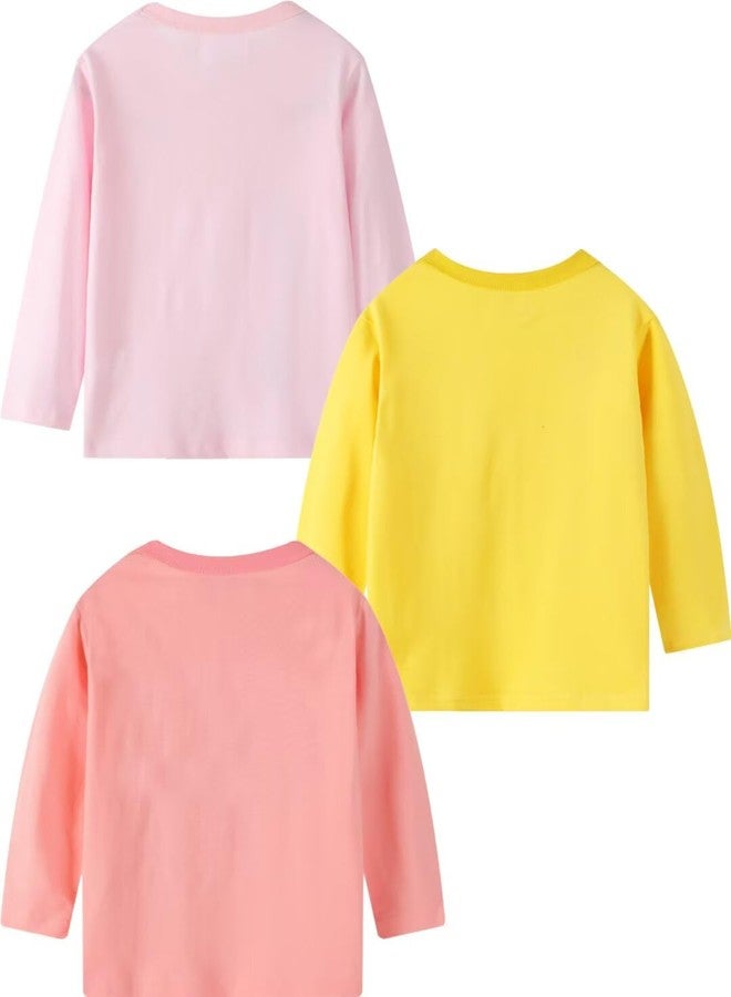 MSSMART Toddler Girls Fall Shirt Long Sleeve Graphic Clothes Kids Cotton Dinosaur Unicorn Tops 3 Pieces Size 2T, Gtcx2303, 2-3 Years - Image 2