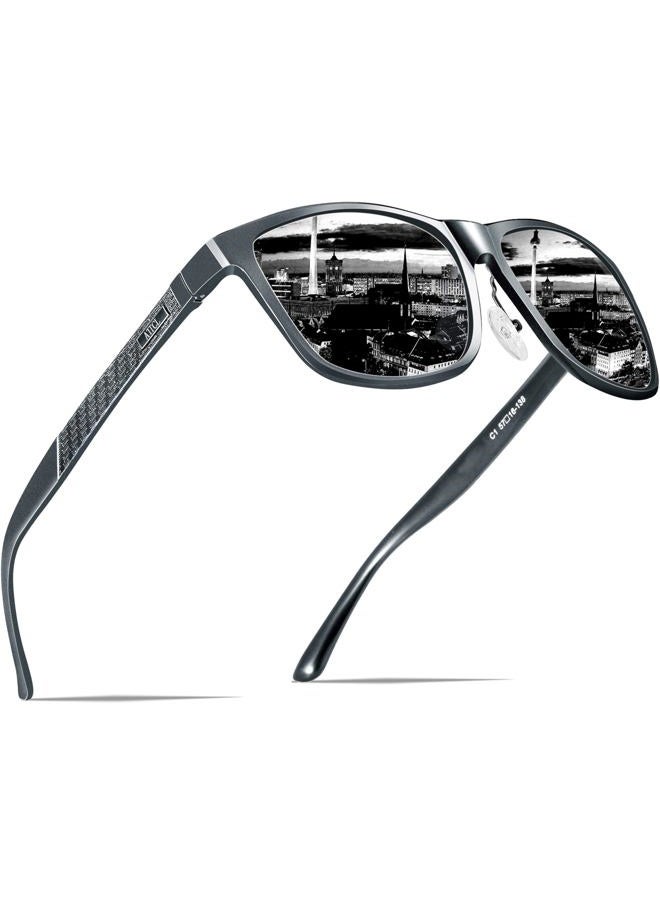 ATTCL Polarized Sunglasses Men for Driving: UV400 Protection Lightweight AL-MG Metal Rectangular Sun glasses Fishing Golf Hiking Travel (8587-Gray-gray(Non-mirrored)) - Image 1