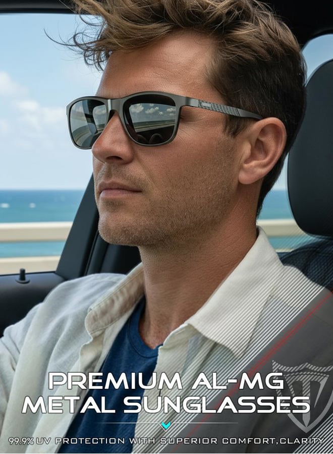 ATTCL Polarized Sunglasses Men for Driving: UV400 Protection Lightweight AL-MG Metal Rectangular Sun glasses Fishing Golf Hiking Travel (8587-Gray-gray(Non-mirrored)) - Image 2
