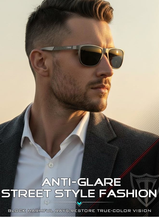 ATTCL Polarized Sunglasses Men for Driving: UV400 Protection Lightweight AL-MG Metal Rectangular Sun glasses Fishing Golf Hiking Travel (8587-Gray-gray(Non-mirrored)) - Image 3
