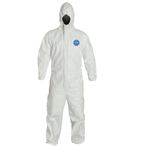 Dupont Tyvek Disposable Suit by Dupont with Elastic Wrists, Ankles and Hood (2XL),White,XX-Large - Image 1