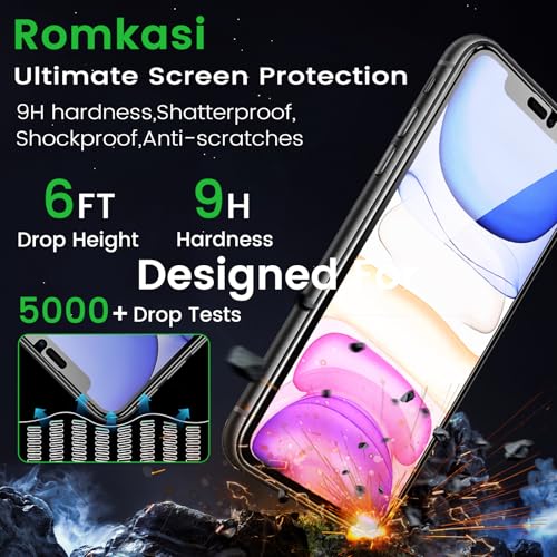 Romkasi 3 Pack Privacy Screen Protector for iPhone 11 6.1 Inch with 3 Pack Camera Lens Protector, Anti Spy Tempered Glass Film, Anti-Scratch, Touch Sensitive, Case Friendly - Image 5
