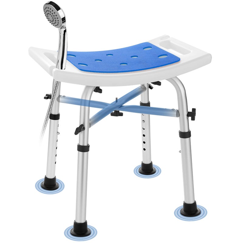 KSITEX Shower Chair Bath Stool Seat 350 Lbs, Height Adjustable Bath Bench with Padded Seat for Seniors, Shower Stool Chair for Inside Shower, Shower Seat Stool with Heavy Duty Crossbar Support (Blue) - Image 1